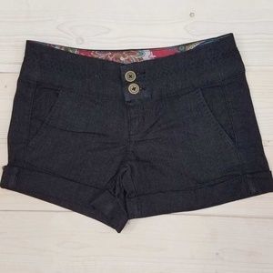 Two Button Cuffed Shorts Dark Denim